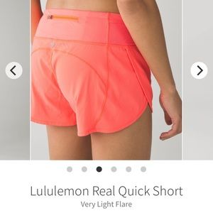 Lululemon Real Quick running shorts 10 orange very light flare